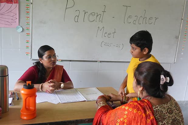 Classmates working together on an assignment