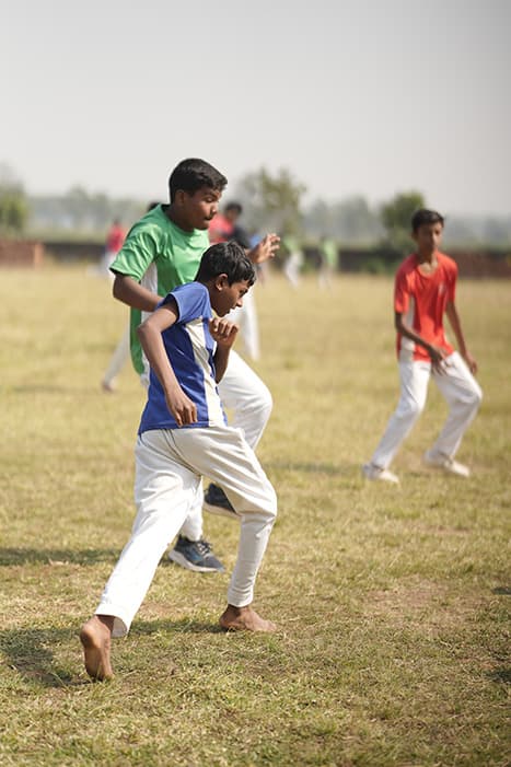 Teacher engaging students with visual aids