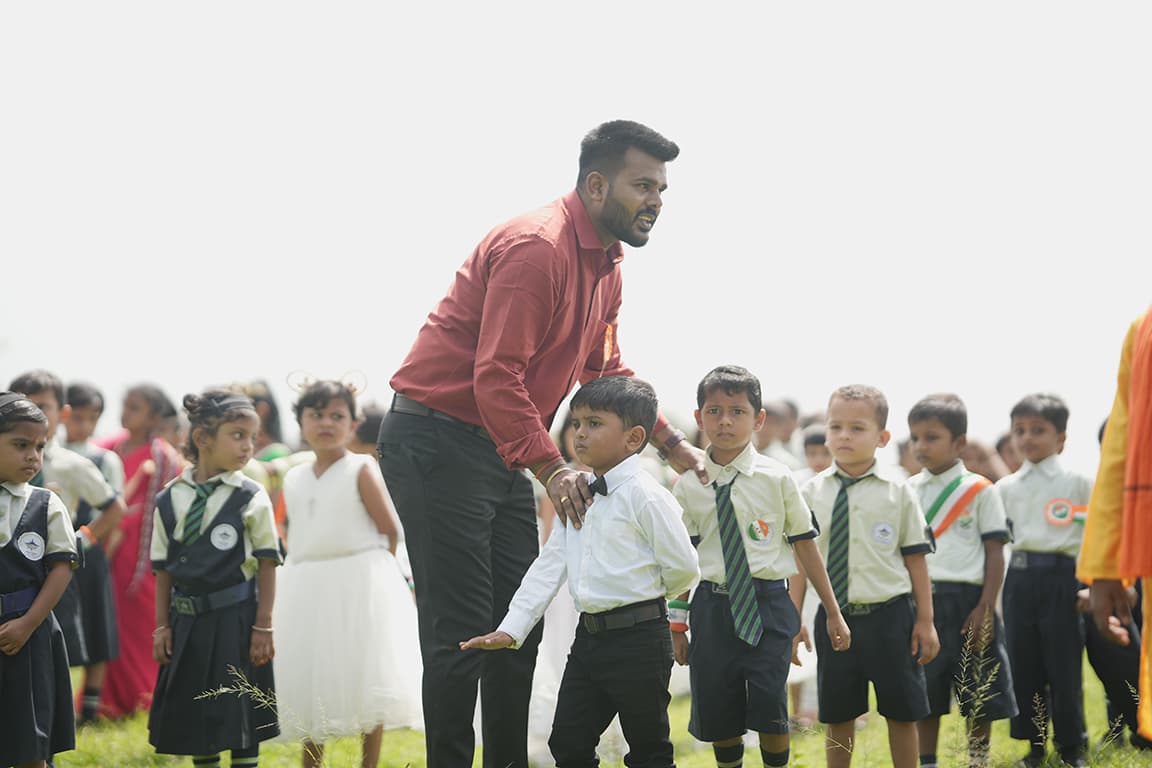 Students celebrating with colorful decorations