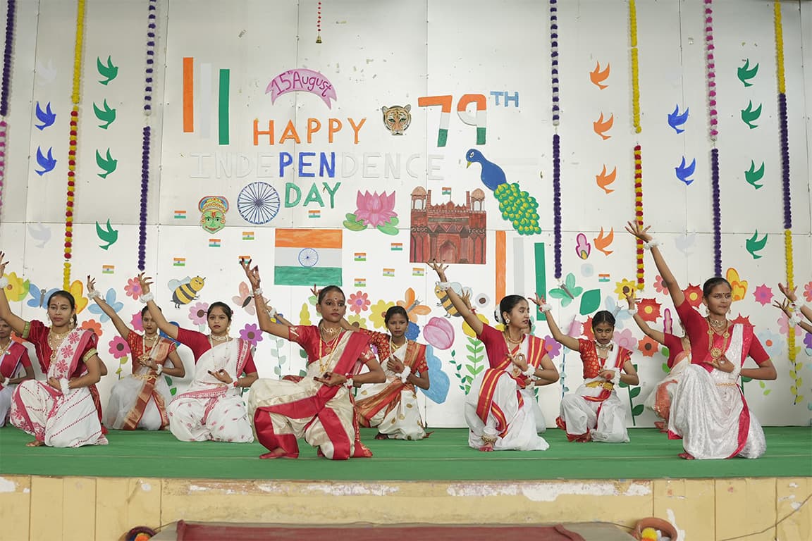 Students showcasing a traditional performance